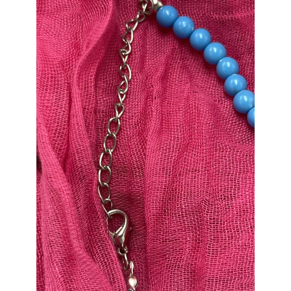 Blue Vintage Graduated Round Bead Necklace Earrings 17" - 18.5" Retro NOS - Picture 2 of 4